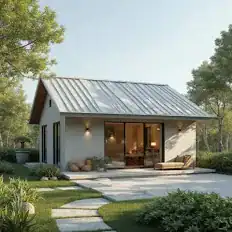Modern in-law suite exterior in a landscaped yard