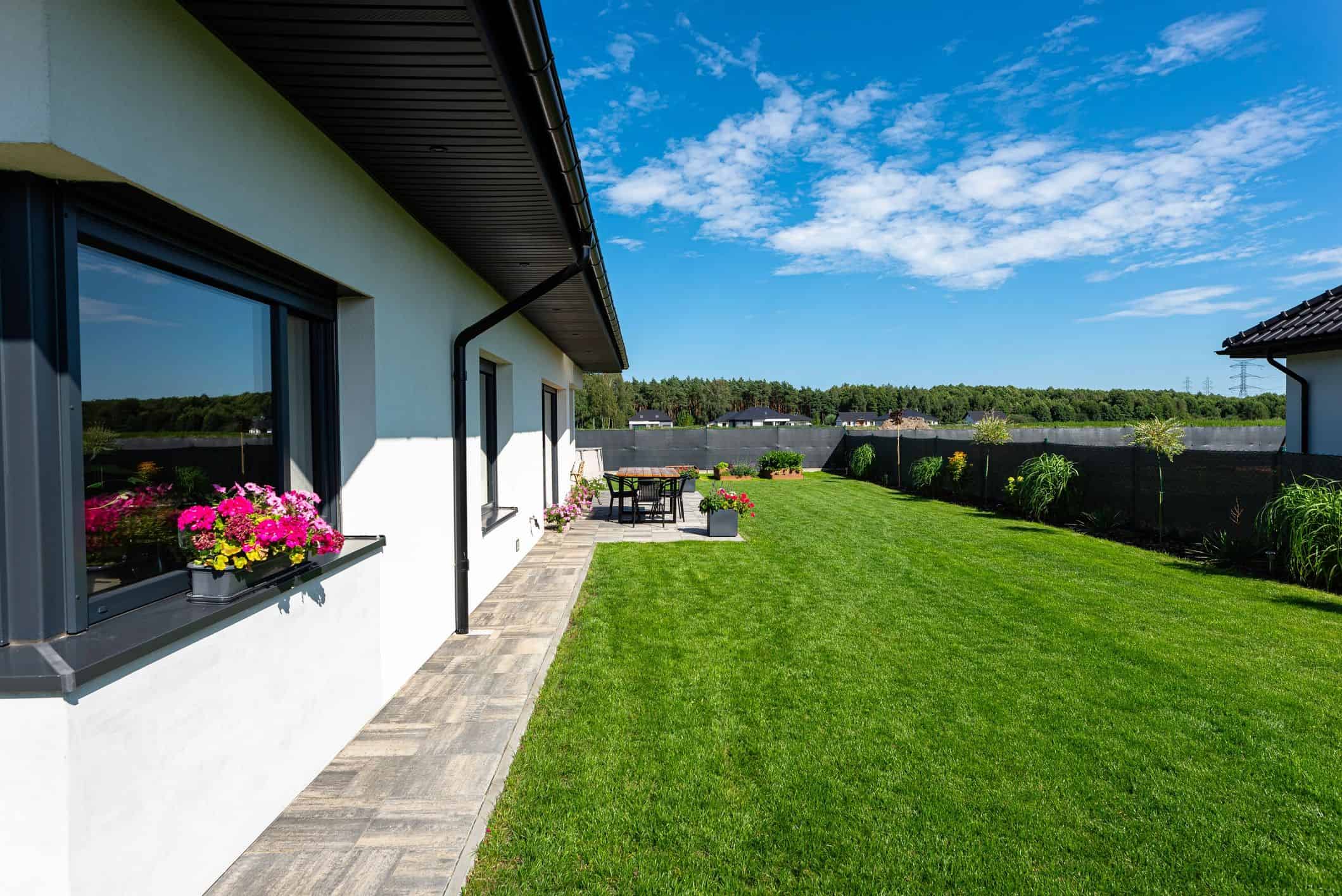 Residential backyard suitable for a North Texas guest house or in-law suite