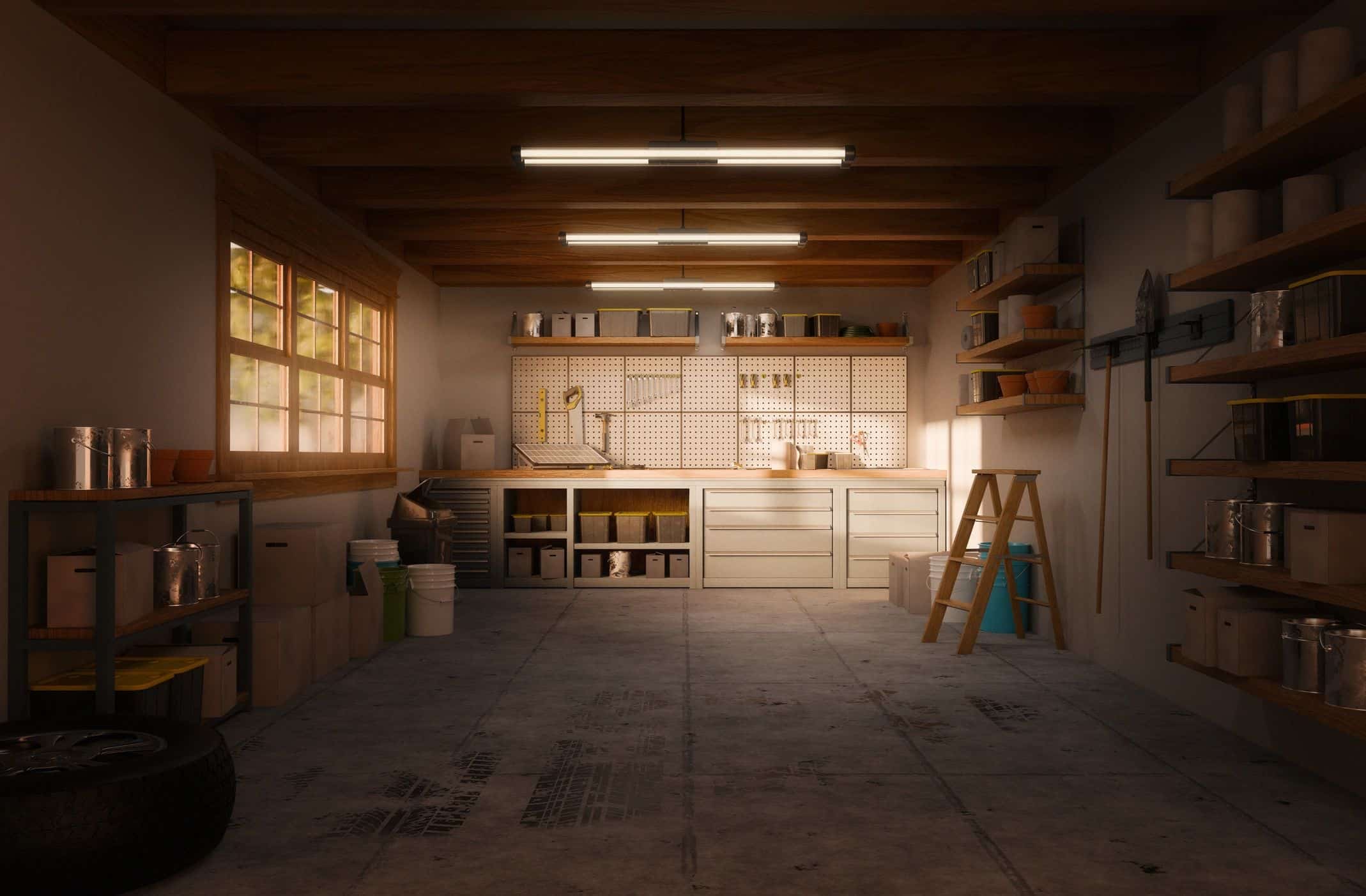 Garage interior ready for conversion into living space