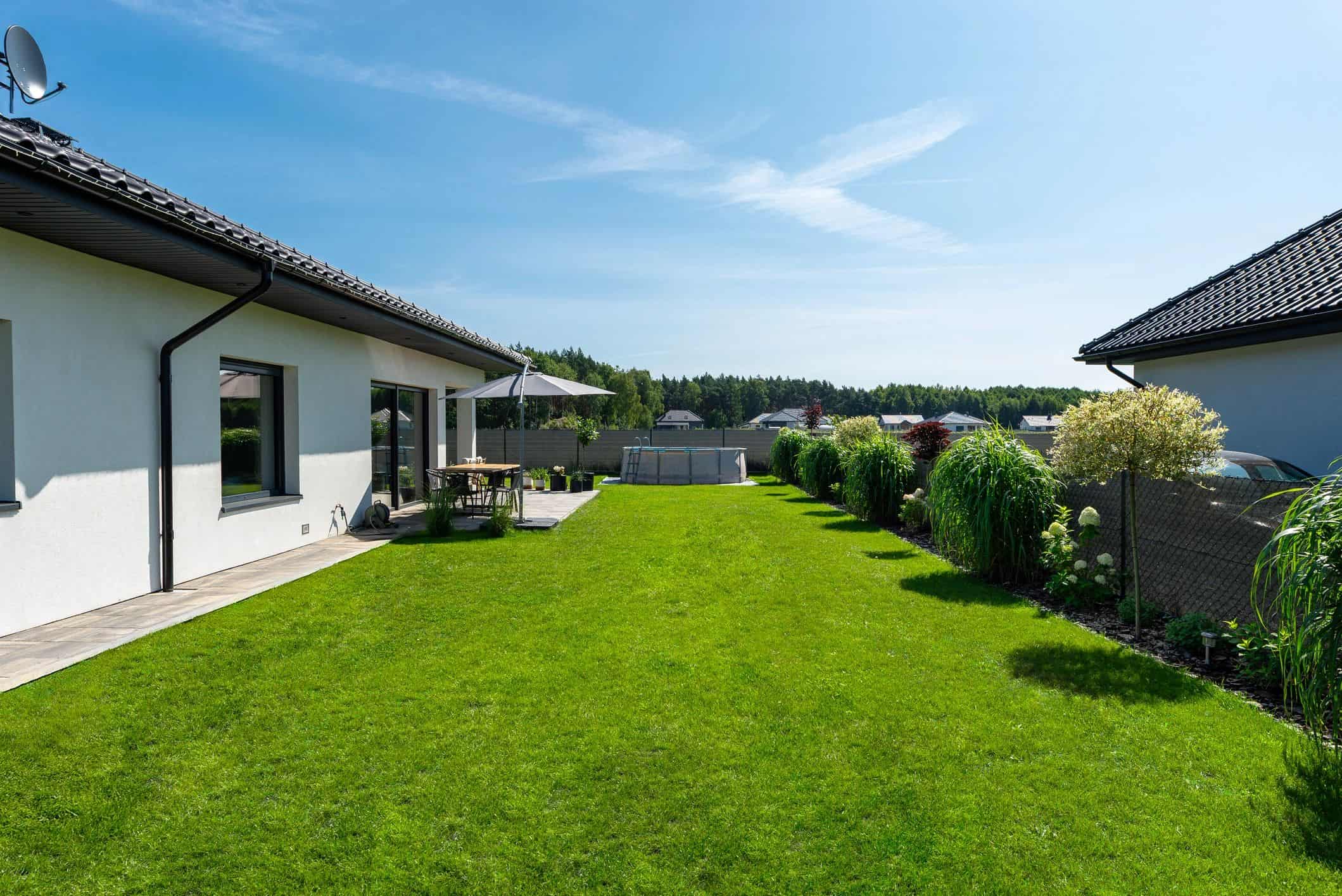 Detached guest house in a landscaped backyard
