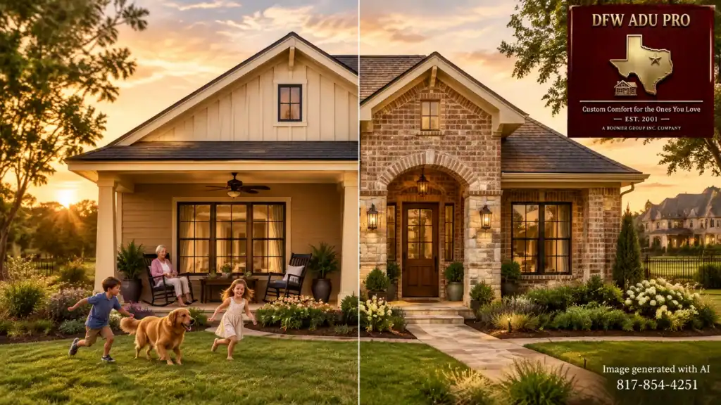 One Plan, Two Exteriors: Warm Hardie Siding vs. Brick & Stone for Your North Texas Guest House (ADU)